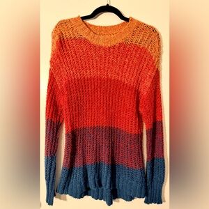 American Eagle Colorblock Open Knit Sweater – Size Medium, Multicolor